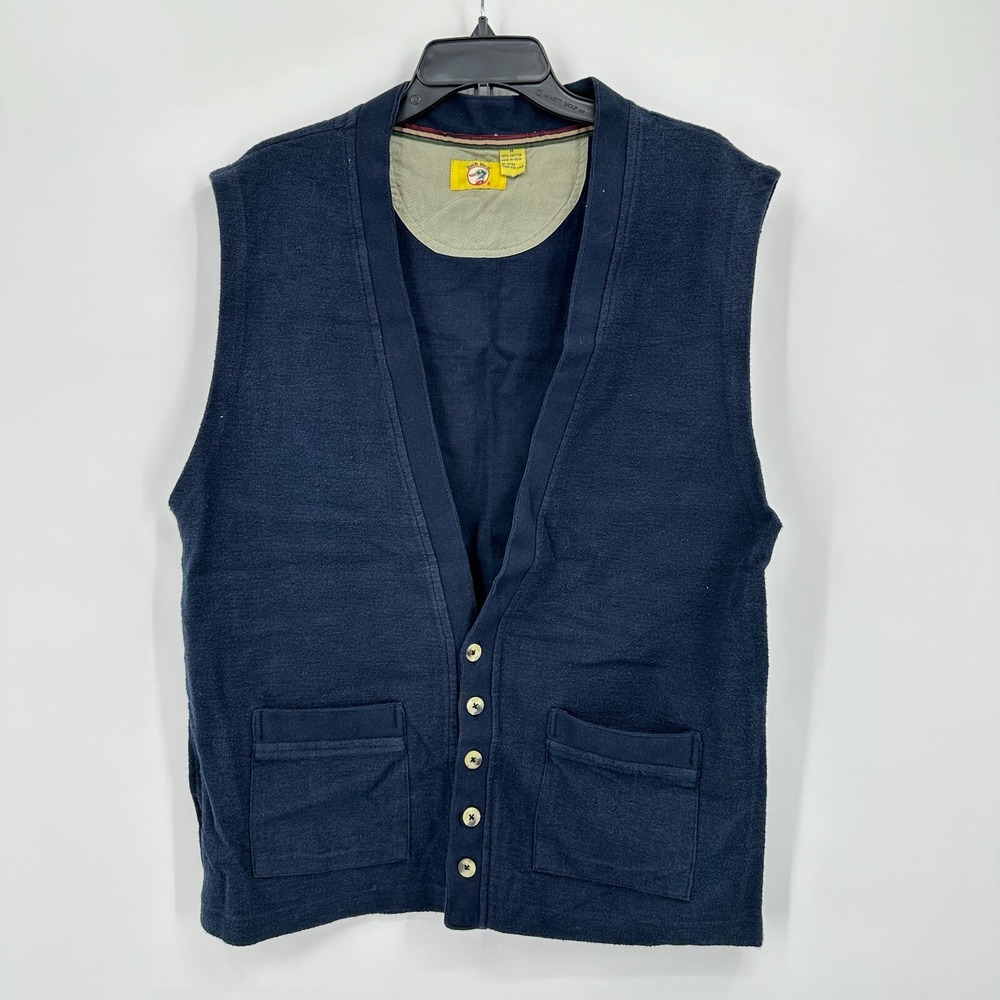 Vintage Duck Head Button Up Vest Mens M Blue Grandpacore Natural Fibers Basic